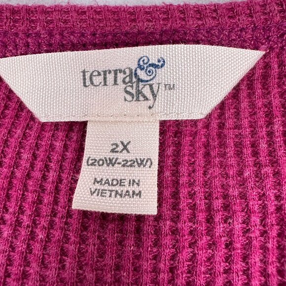 Terra and Sky Womens 2X Purple Long Sleeve V Neck Henley Top - Picture 3 of 5